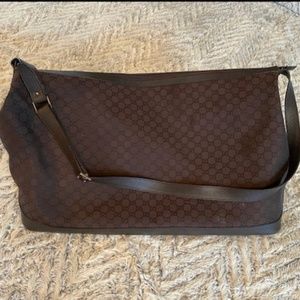 GUCCI Boston Bag 105669 Travel Bag Nylon Leather Brown